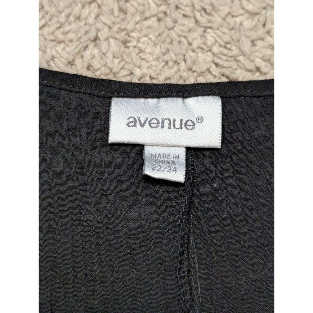 Avenue Brianna Button Top Plus Sz 22 24 Lagenlook Faux Wood Blouse Layered Gauzy - Picture 5 of 9